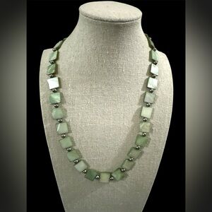 Vintage Mother of Pearl and Silver Necklace 20”